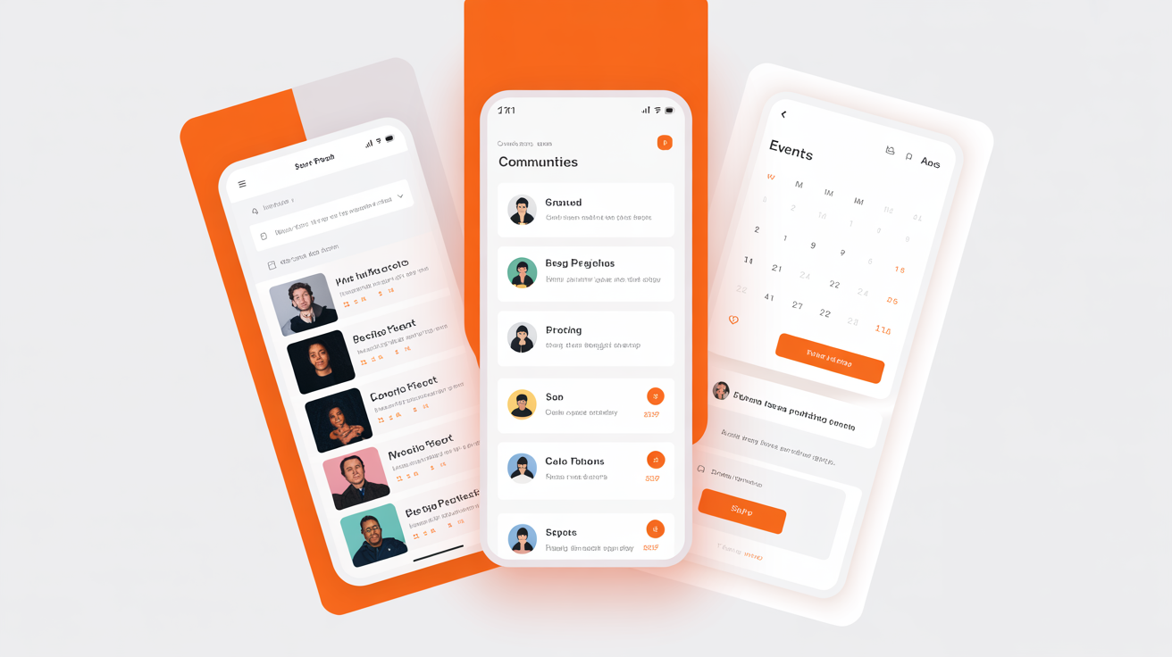 Kawn mobile app interface — polished, modern social experience